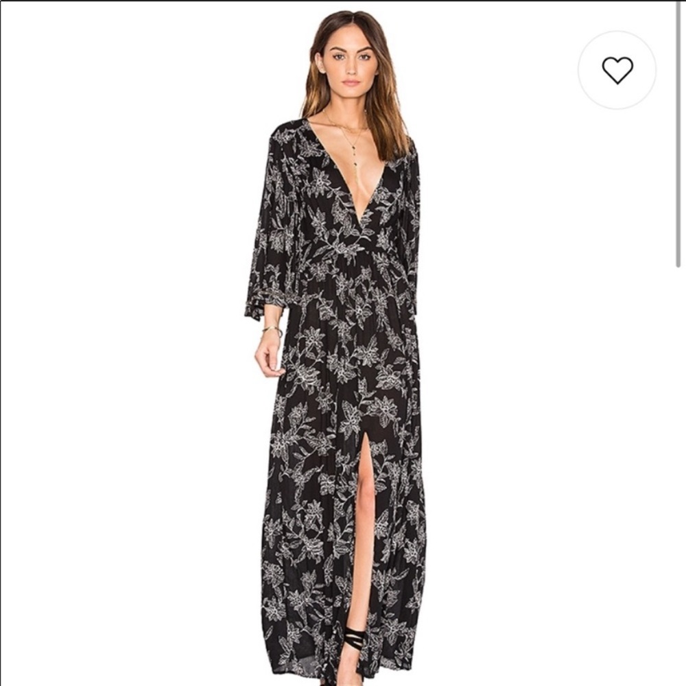Amuse Society Womens Vortex Maxi A Line Dress Black